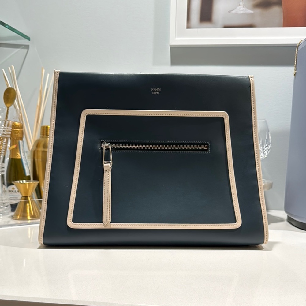 Fendi Dark Blue and Cream Shoulder Bag